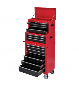 Combination Roller Cabinet and Tool Chest, 16 Drawer, Red - Discontinued
