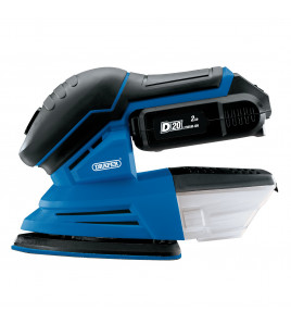 D20 20V Tri-Base Detail Sander, 1 x 2.0Ah Battery, 1 x Charger