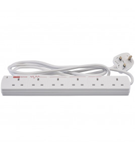 6 Way Extension Lead with Surge Protection, 2m - Discontinued
