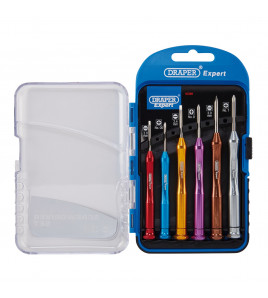 Draper Expert Precision Screwdriver Set, 3 x Plain Slot, 3 x Cross Slot (6 Piece)