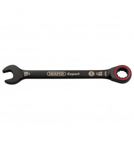 Draper Expert HI-TORQ® Metric Ratchet Combination Spanner, 15mm, Black