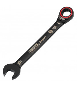 Draper Expert HI-TORQ®  Metric Reversible Ratchet Combination Spanner, 15mm, Black