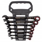 Draper Expert HI-TORQ®  Metric Reversible Ratchet Combination Spanner Set, Black (7 Piece)