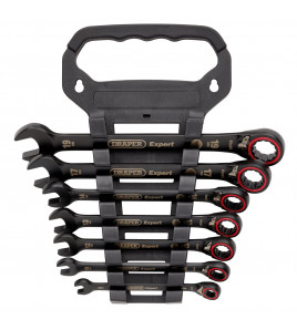 Draper Expert HI-TORQ®  Metric Reversible Ratchet Combination Spanner Set, Black (7 Piece)