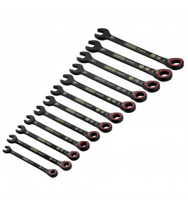 Draper Expert HI-TORQ®  Metric Reversible Ratchet Combination Spanner Set, Black (12 Piece)