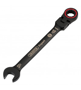 Draper Expert HI-TORQ® Metric Flexible Head Ratchet Combination Spanner, 12mm, Black