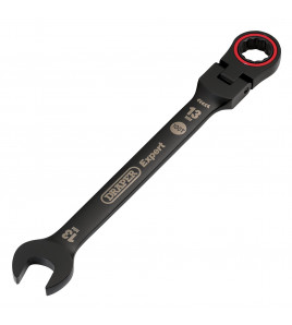 Draper Expert HI-TORQ® Metric Flexible Head Ratchet Combination Spanner, 13mm, Black