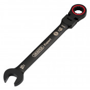 Draper Expert HI-TORQ® Metric Flexible Head Ratchet Combination Spanner, 15mm, Black
