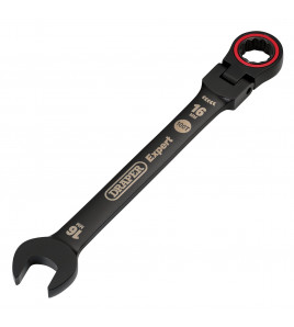 Draper Expert HI-TORQ® Metric Flexible Head Ratchet Combination Spanner, 16mm, Black