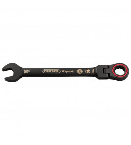 Draper Expert HI-TORQ® Metric Flexible Head Ratchet Combination Spanner, 16mm, Black