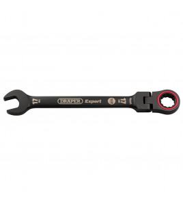 Draper Expert HI-TORQ® Metric Flexible Head Ratchet Combination Spanner, 17mm, Black