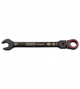 Draper Expert HI-TORQ® Metric Flexible Head Ratchet Combination Spanner, 19mm, Black
