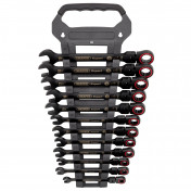 Draper Expert HI-TORQ® Metric Flexible Head Ratchet Combination Spanner Set, Black (12 Piece)