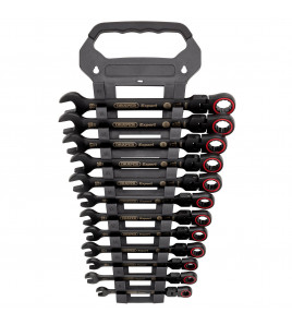 Draper Expert HI-TORQ® Metric Flexible Head Ratchet Combination Spanner Set, Black (12 Piece)