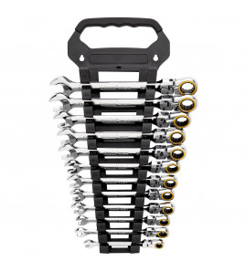 Draper Expert HI-TORQ® Metric Flexible Head Ratchet Combination Spanner Set (12 Piece)
