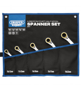 Draper Expert HI-TORQ® Double Ring Reversible Ratchet Half Moon Spanner Set (5 Piece)