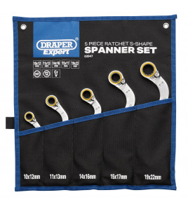 Draper Expert HI-TORQ® Double Ring Reversible Ratchet S-Shape Spanner Set (5 Piece)