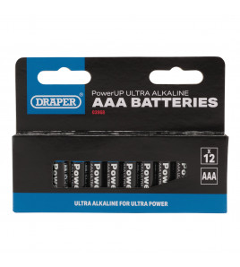 Draper PowerUP Ultra Alkaline AAA Batteries (Pack of 12)