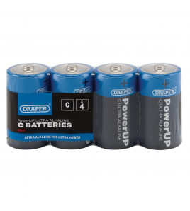 Draper PowerUP Ultra Alkaline C Batteries (Pack of 4)