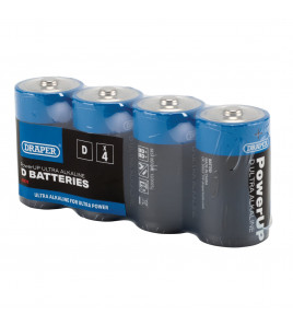 Draper PowerUP Ultra Alkaline D Batteries (Pack of 4)