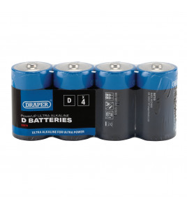 Draper PowerUP Ultra Alkaline D Batteries (Pack of 4)