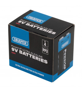 Draper PowerUP Ultra Alkaline 9V Batteries (Pack of 4)