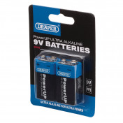 Draper PowerUP Ultra Alkaline 9V Batteries (Pack of 2)