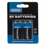 Draper PowerUP Ultra Alkaline 9V Batteries (Pack of 2)