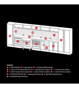 BUNKER® 25 Piece Modular Storage Combo with Sink and Hardwood Worktop, 4915mm