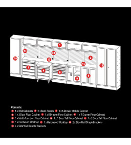 BUNKER® 25 Piece Modular Storage Combo with Hardwood Worktop, 4915mm