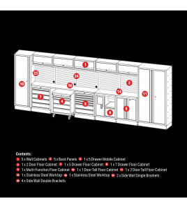 BUNKER® 25 Piece Modular Storage Combo with Stainless Steel Worktop 4915mm