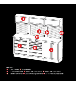 BUNKER® 14 Piece Modular Storage Combo with Hardwood Worktop, 2040mm
