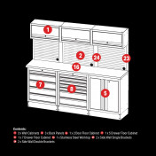BUNKER® 14 Piece Modular Storage Combo with Stainless Steel Worktop 2040mm