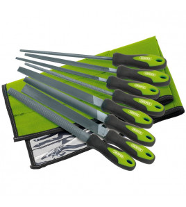 Soft Grip Engineers File and Rasp Set, 200mm, Green (8 Piece)