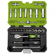 Draper Expert Metric Socket Set, 1/4 Sq. Dr., Green (25 Piece)