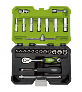 Draper Expert Metric Socket Set, 1/4 Sq. Dr., Green (25 Piece)
