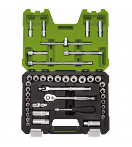Draper Expert MM/AF Combined Socket Set, 3/8 Sq. Dr., Green (41 Piece)