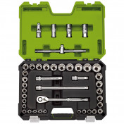 Draper Expert MM/AF Combined Socket Set, 1/2 Sq. Dr., Green (41 Piece)