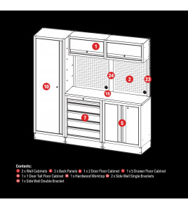 BUNKER® 11 Piece Modular Storage Combo with Hardwood Worktop, 1960mm