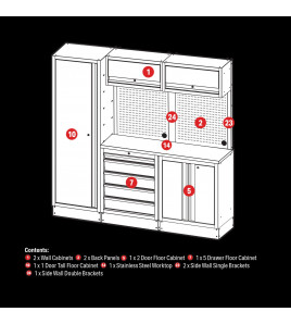 BUNKER® 11 Piece Modular Storage Combo with Stainless Steel Worktop, 1960mm