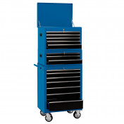 Combination Roller Cabinet and Tool Chest, 15 Drawer, 26, Blue