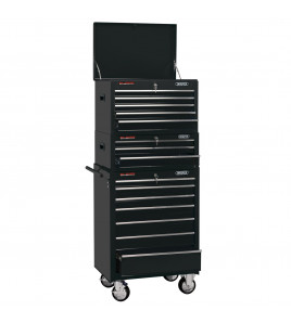 Combined Roller Cabinet and Tool Chest, 15 Drawer, 26, Black