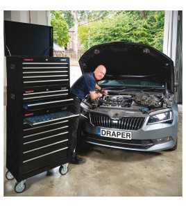 Combined Roller Cabinet and Tool Chest, 15 Drawer, 26, Black