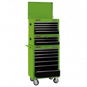 Combination Roller Cabinet and Tool Chest, 15 Drawer, 26, Green - Discontinued