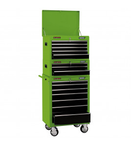 Combination Roller Cabinet and Tool Chest, 15 Drawer, 26, Green - Discontinued