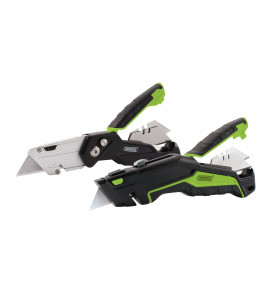 Retractable & Folding Trimming Knife Set with 10 x SK2 Two Notch Blades