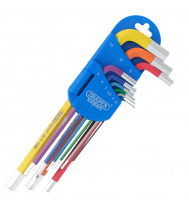 Draper Expert Metric Long Arm Hex Key Set, Colour Coded (9 Piece)
