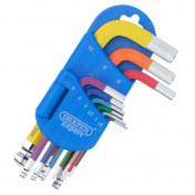 Draper Expert Metric Short Arm Ball End Hex Key Set, Colour Coded (9 Piece)