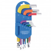 Draper Expert Metric Short Arm Ball End Hex Key Set, Colour Coded (9 Piece)