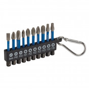 Draper Expert Impact Screwdriver Bit Set, 50mm, 1/4 Hex (10 Piece)